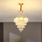 Minimalist Luxurious Conic Suspension Light Crystal 6 Lights Bedroom Chandelier in Gold Clearhalo 'Ceiling Lights' 'Chandeliers' 'Modern Chandeliers' 'Modern' Lighting' 2424839