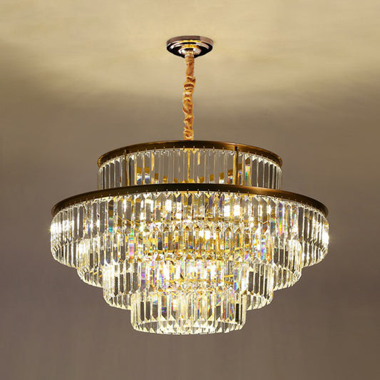 Circular Suspension Pendant Light Modern Crystal Prism Clear Chandelier for Living Room 11 Clear Clearhalo 'Ceiling Lights' 'Chandeliers' 'Clear' 'Industrial' 'Modern Chandeliers' 'Modern' 'Tiffany' 'Traditional Chandeliers' Lighting' 2424845