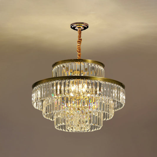 Circular Suspension Pendant Light Modern Crystal Prism Clear Chandelier for Living Room 8 Clear Clearhalo 'Ceiling Lights' 'Chandeliers' 'Clear' 'Industrial' 'Modern Chandeliers' 'Modern' 'Tiffany' 'Traditional Chandeliers' Lighting' 2424846
