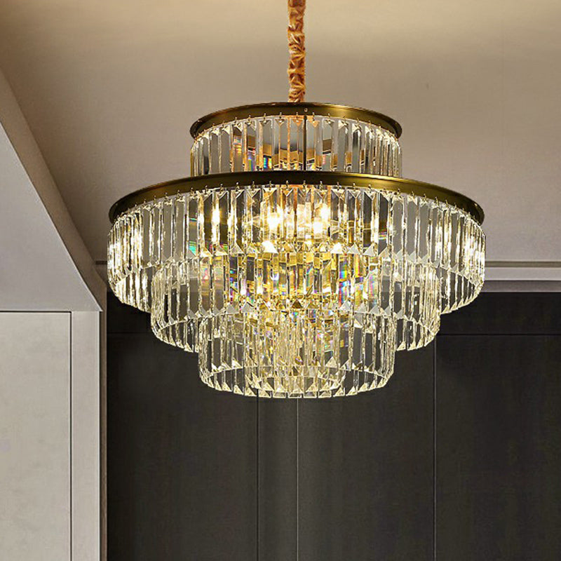 Circular Suspension Pendant Light Modern Crystal Prism Clear Chandelier for Living Room Clearhalo 'Ceiling Lights' 'Chandeliers' 'Clear' 'Industrial' 'Modern Chandeliers' 'Modern' 'Tiffany' 'Traditional Chandeliers' Lighting' 2424850
