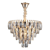 Minimalist Cone Pendant Chandelier K9 Smoke Grey Crystal Living Room Suspension Lamp Clearhalo 'Ceiling Lights' 'Chandeliers' 'Modern Chandeliers' 'Modern' Lighting' 2424875
