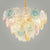 Multi-Colored Glass Discs Chandelier Modern Stylish 10-Light Pendant Ceiling Light for Bedroom Multi-Color Clearhalo 'Ceiling Lights' 'Chandeliers' 'Glass shade' 'Glass' 'Modern Chandeliers' 'Modern' 'Pendant Lights' Lighting' 2424883