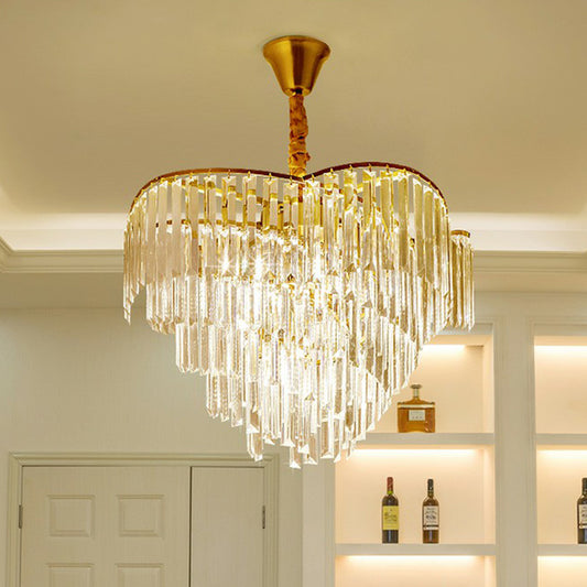 Gold Finish Conical Suspension Light Minimalism Prismatic Crystal Chandelier for Living Room 7 Gold Clearhalo 'Ceiling Lights' 'Chandeliers' 'Modern Chandeliers' 'Modern' Lighting' 2424891