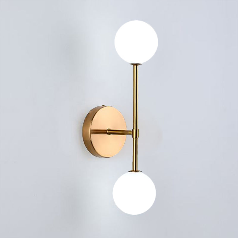 Black/Gold Ball Sconce Light Contemporary 2 Lights Opal Glass Led Flush Mount Wall Sconce Gold Clearhalo 'Cast Iron' 'Glass' 'Industrial' 'Modern wall lights' 'Modern' 'Tiffany' 'Traditional wall lights' 'Wall Lamps & Sconces' 'Wall Lights' Lighting' 242526