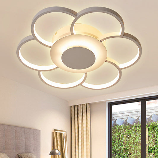 Floral Bedroom LED Flush Mount Light Acrylic 19.5"/25.5" Wide Simple Ceiling Light Fixture in Warm/White/Natural Light White Warm Clearhalo 'Ceiling Lights' 'Close To Ceiling Lights' 'Close to ceiling' 'Semi-flushmount' Lighting' 242623