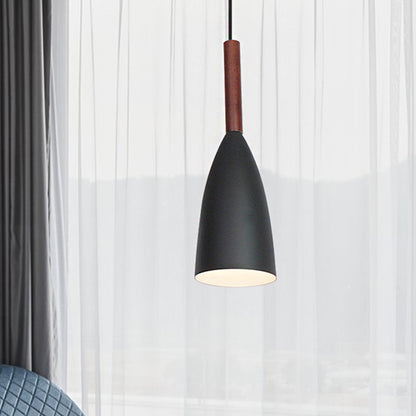 One Bulb Curved Cone Pendant Lamp Modern Stylish Metallic Hanging Light for Restaurant Black Clearhalo 'Ceiling Lights' 'Modern Pendants' 'Modern' 'Pendant Lights' 'Pendants' Lighting' 242655