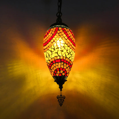 Colorful Glass Teardrop Pendant Lighting Antique 1/3 Heads Suspended Lighting Fixture in Bronze Bronze C 1 Clearhalo 'Ceiling Lights' 'Glass shade' 'Glass' 'Island Lights' 'Pendant Lights' 'Pendants' Lighting' 2426604