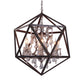 6 Bulbs Geometric Chandelier Light Traditional Rust Metal Hanging Ceiling Fixture with Clear Crystal Drop Clearhalo 'Ceiling Lights' 'Chandeliers' Lighting' 2426639