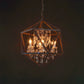 6 Bulbs Geometric Chandelier Light Traditional Rust Metal Hanging Ceiling Fixture with Clear Crystal Drop Clearhalo 'Ceiling Lights' 'Chandeliers' Lighting' 2426641
