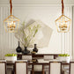 4 Bulbs Ceiling Lamp with Geometric Shade Metal Traditional Dining Room Chandelier Pendant Light in Gold Clearhalo 'Ceiling Lights' 'Chandeliers' Lighting' 2426659