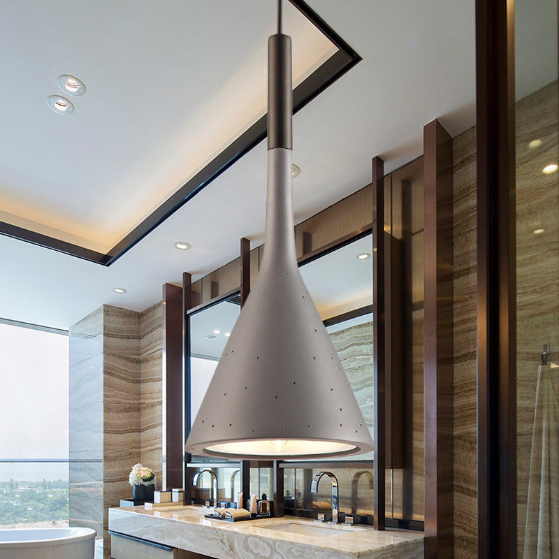 Conical Dining Table Pendant Light Iron 1 Head Simple Style Monochrome Hanging Lamp Clearhalo 'Ceiling Lights' 'Modern Pendants' 'Modern' 'Pendant Lights' 'Pendants' Lighting' 242669