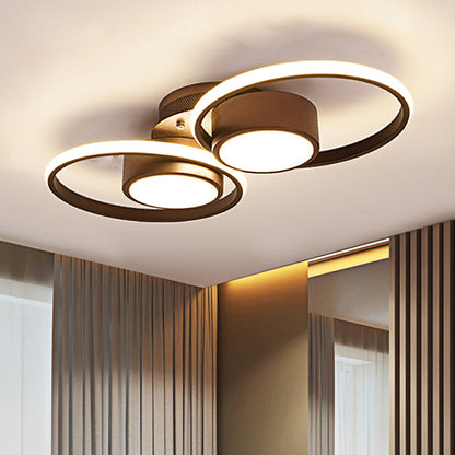 Modernism 2/4/6 Lights LED Ceiling Flush Mount Light with Acrylic Shade Brown Round Ceiling Light Fixture in Warm/White Light 2 Brown White Clearhalo 'Ceiling Lights' 'Close To Ceiling Lights' 'Close to ceiling' 'Semi-flushmount' Lighting' 242671