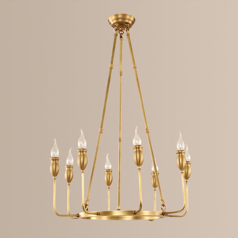 Candlestick Dining Table Suspension Lamp Retro Metal 6/8-Light Gold Chandelier Pendant Light with Adjustable Hanging Rod Clearhalo 'Ceiling Lights' 'Chandeliers' Lighting' options 2426829