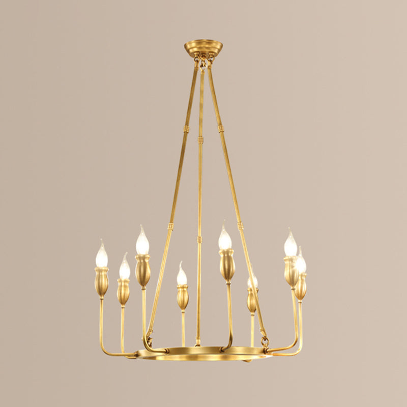 Candlestick Dining Table Suspension Lamp Retro Metal 6/8-Light Gold Chandelier Pendant Light with Adjustable Hanging Rod Clearhalo 'Ceiling Lights' 'Chandeliers' Lighting' options 2426830