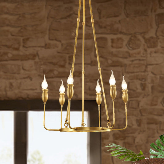 Candlestick Dining Table Suspension Lamp Retro Metal 6/8-Light Gold Chandelier Pendant Light with Adjustable Hanging Rod Clearhalo 'Ceiling Lights' 'Chandeliers' Lighting' options 2426831