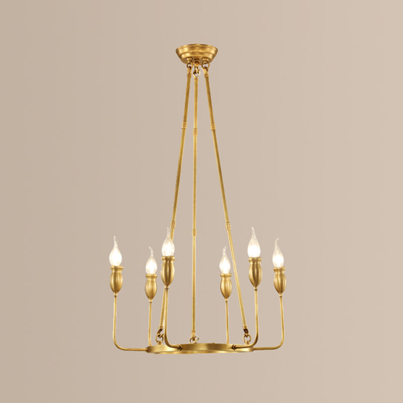 Candlestick Dining Table Suspension Lamp Retro Metal 6/8-Light Gold Chandelier Pendant Light with Adjustable Hanging Rod Clearhalo 'Ceiling Lights' 'Chandeliers' Lighting' options 2426832