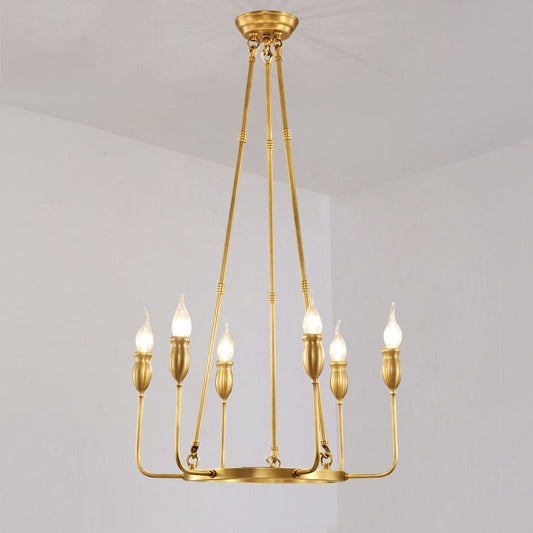 Candlestick Dining Table Suspension Lamp Retro Metal 6/8-Light Gold Chandelier Pendant Light with Adjustable Hanging Rod Clearhalo 'Ceiling Lights' 'Chandeliers' Lighting' options 2426833