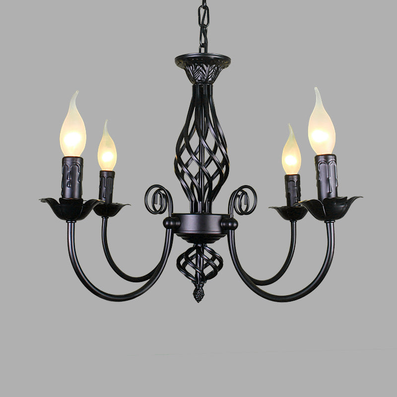 Black/White Swooping Arm Chandelier Lamp Traditional Metal 3/4/5 Lights Living Room Hanging Light 4 Black Clearhalo 'Ceiling Lights' 'Chandeliers' Lighting' options 2426845_a942bf82-e1d8-4f4e-a51b-6a4170b5c617