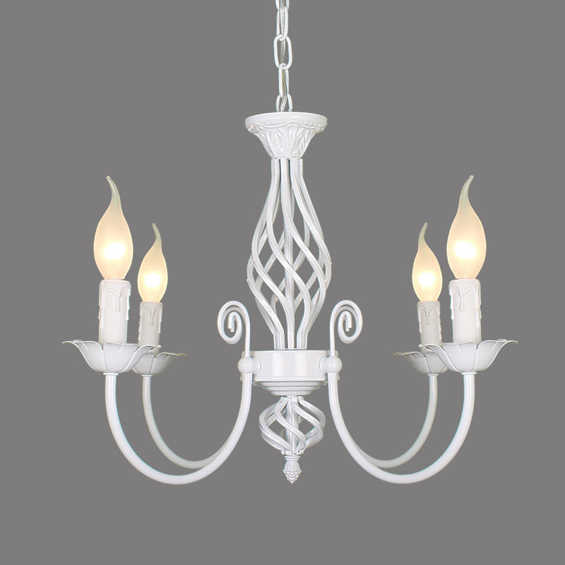 Black/White Swooping Arm Chandelier Lamp Traditional Metal 3/4/5 Lights Living Room Hanging Light Clearhalo 'Ceiling Lights' 'Chandeliers' Lighting' options 2426853