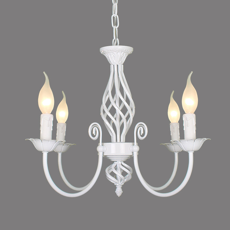 Black/White Swooping Arm Chandelier Lamp Traditional Metal 3/4/5 Lights Living Room Hanging Light 4 White Clearhalo 'Ceiling Lights' 'Chandeliers' Lighting' options 2426853_32593798-f45e-402a-bf9b-2cd181765bda