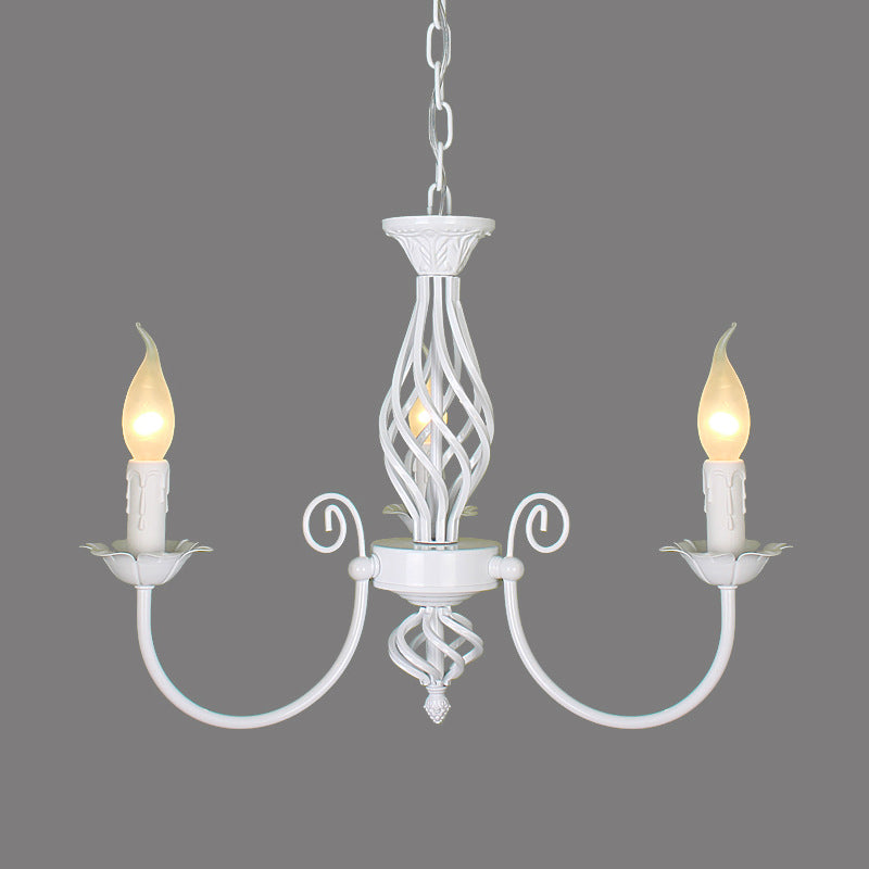 Black/White Swooping Arm Chandelier Lamp Traditional Metal 3/4/5 Lights Living Room Hanging Light Clearhalo 'Ceiling Lights' 'Chandeliers' Lighting' options 2426854