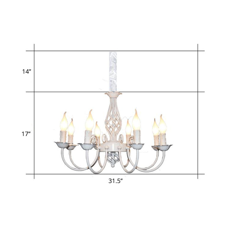 Black/White Swooping Arm Chandelier Lamp Traditional Metal 3/4/5 Lights Living Room Hanging Light Clearhalo 'Ceiling Lights' 'Chandeliers' Lighting' options 2426855
