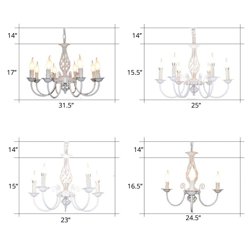Black/White Swooping Arm Chandelier Lamp Traditional Metal 3/4/5 Lights Living Room Hanging Light Clearhalo 'Ceiling Lights' 'Chandeliers' Lighting' options 2426856
