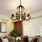 Black Swirled Arm Pendant Lighting Classic-Style Metal 3/5/6 Lights Living Room Chandelier 8 Black Clearhalo 'Ceiling Lights' 'Chandeliers' Lighting' 2426860