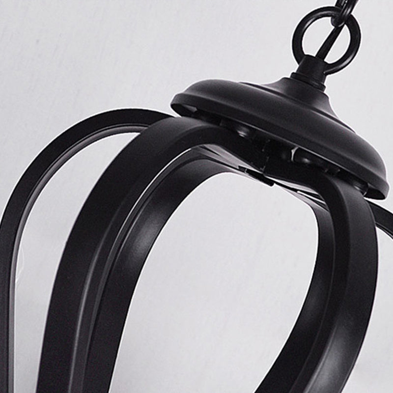 Black Swirled Arm Pendant Lighting Classic-Style Metal 3/5/6 Lights Living Room Chandelier Clearhalo 'Ceiling Lights' 'Chandeliers' Lighting' 2426872