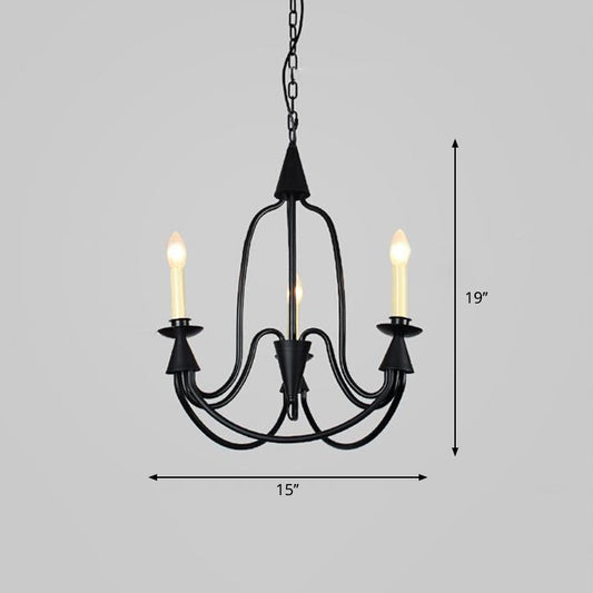 Curved Arm Dining Room Ceiling Chandelier Classic Metal 3/6 Lights Black Hanging Light Fixture for Dining Room Clearhalo 'Ceiling Lights' 'Chandeliers' Lighting' 2426913