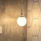1 Light Kitchen Pendant Light with Ball White Glass Shade Post-Modern Gold Hanging Lamp Kit, 6"/8"/10" Wide Clearhalo 'Ceiling Lights' 'Glass shade' 'Glass' 'Modern Pendants' 'Modern' 'Pendant Lights' 'Pendants' Lighting' 242705