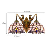 Blue Glass Dome Wall Mounted Light Mediterranean 2 Heads Brass Sconce Lighting with Mermaid Backplate Clearhalo 'Industrial' 'Middle century wall lights' 'Tiffany wall lights' 'Tiffany' 'Wall Lamps & Sconces' 'Wall Lights' Lighting' 242721