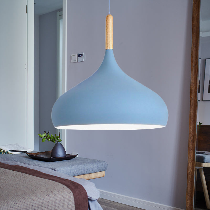Aluminum Onion Shade Pendant Lamp Meeting Room 1 Light Macaron Suspension Light Blue Clearhalo 'Ceiling Lights' 'Modern Pendants' 'Modern' 'Pendant Lights' 'Pendants' Lighting' 242761
