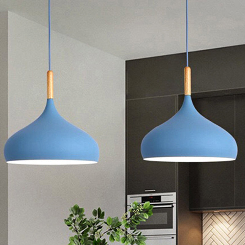 Aluminum Onion Shade Pendant Lamp Meeting Room 1 Light Macaron Suspension Light Clearhalo 'Ceiling Lights' 'Modern Pendants' 'Modern' 'Pendant Lights' 'Pendants' Lighting' 242762