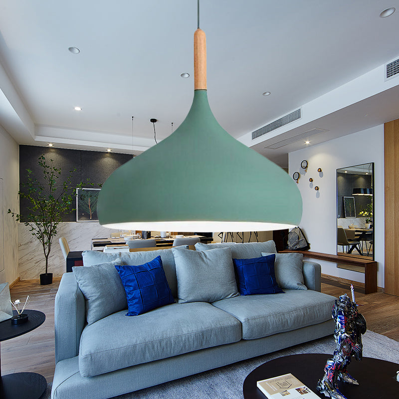 Aluminum Onion Shade Pendant Lamp Meeting Room 1 Light Macaron Suspension Light Green Clearhalo 'Ceiling Lights' 'Modern Pendants' 'Modern' 'Pendant Lights' 'Pendants' Lighting' 242764