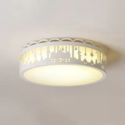 Modern Style Round Flush Ceiling Light with Castle Metal Ceiling Lamp for Kids Bedroom Clearhalo 'Ceiling Lights' 'Close To Ceiling Lights' 'Close to ceiling' 'Flush mount' Lighting' 24286