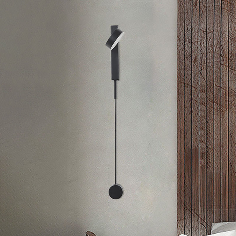Modern Simple Drum Shade Wall Light Metal LED Wall Lamp for Bedroom in White/Warm Light - Clearhalo - 'Cast Iron' - 'Glass' - 'Industrial' - 'Modern wall lights' - 'Modern' - 'Tiffany' - 'Traditional wall lights' - 'Wall Lamps & Sconces' - 'Wall Lights' - Lighting' - 242862