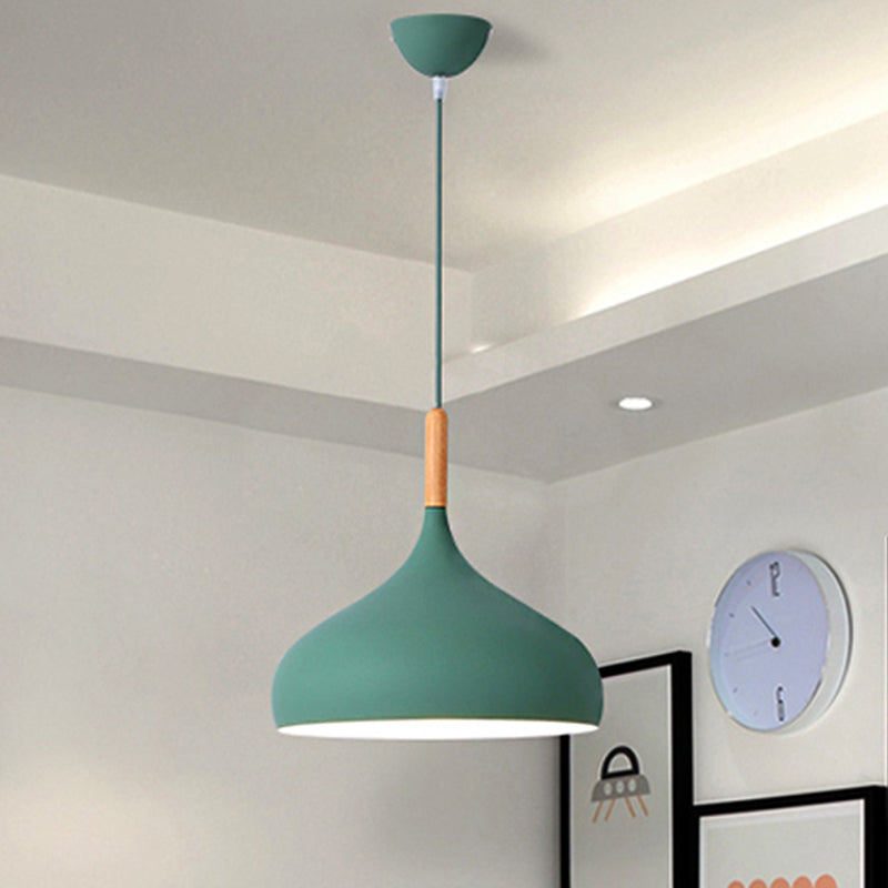 9.5"/12.5"/14"W Teardrop Pendant Lighting in Nordic Style Metal 1 Light Black/White/Gold Hanging Light Green Clearhalo 'Ceiling Lights' 'Modern Pendants' 'Modern' 'Pendant Lights' 'Pendants' Lighting' 242895