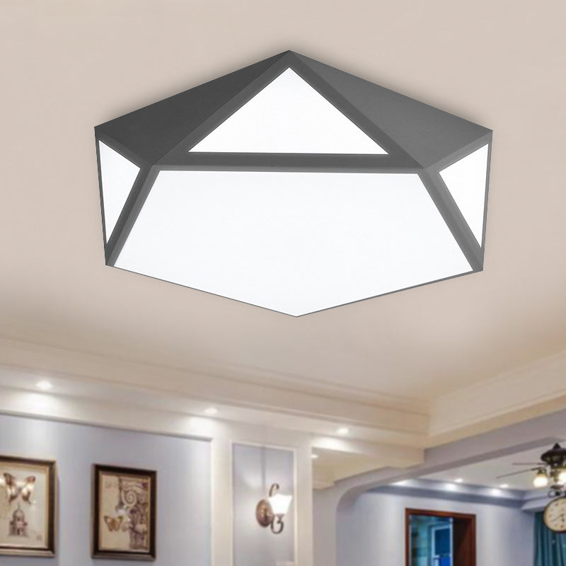 Nordic Candy Colored Ceiling Lamp Pentagon Acrylic & Metal LED Flushmount Light for Corridor Grey White Clearhalo 'Ceiling Lights' 'Close To Ceiling Lights' 'Close to ceiling' 'Flush mount' Lighting' 242958
