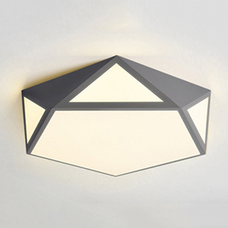 Nordic Candy Colored Ceiling Lamp Pentagon Acrylic & Metal LED Flushmount Light for Corridor Grey Warm Clearhalo 'Ceiling Lights' 'Close To Ceiling Lights' 'Close to ceiling' 'Flush mount' Lighting' 242959