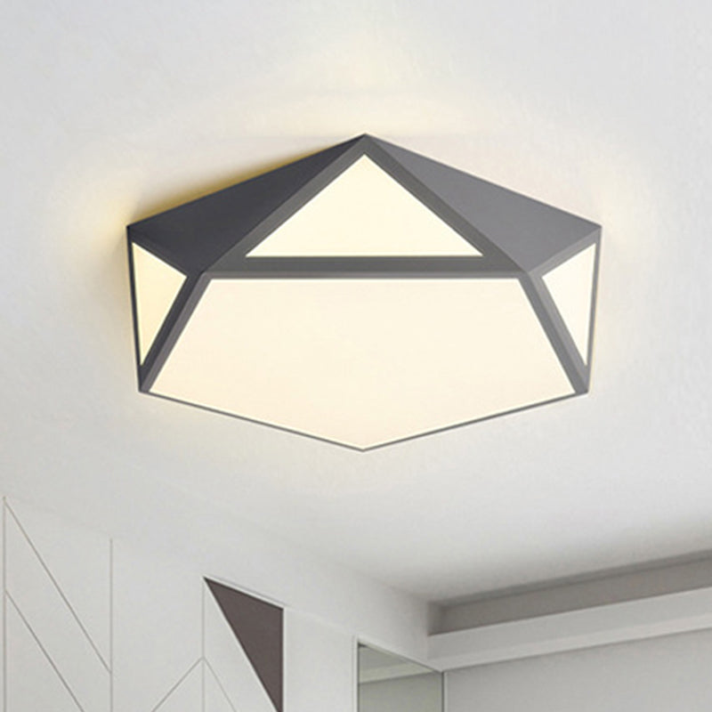 Nordic Candy Colored Ceiling Lamp Pentagon Acrylic & Metal LED Flushmount Light for Corridor Clearhalo 'Ceiling Lights' 'Close To Ceiling Lights' 'Close to ceiling' 'Flush mount' Lighting' 242960