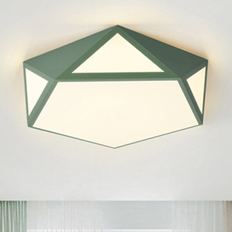Nordic Candy Colored Ceiling Lamp Pentagon Acrylic & Metal LED Flushmount Light for Corridor Green Warm Clearhalo 'Ceiling Lights' 'Close To Ceiling Lights' 'Close to ceiling' 'Flush mount' Lighting' 242962