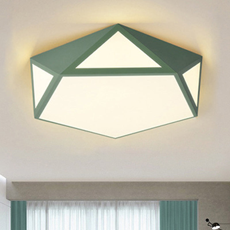 Nordic Candy Colored Ceiling Lamp Pentagon Acrylic & Metal LED Flushmount Light for Corridor Clearhalo 'Ceiling Lights' 'Close To Ceiling Lights' 'Close to ceiling' 'Flush mount' Lighting' 242963