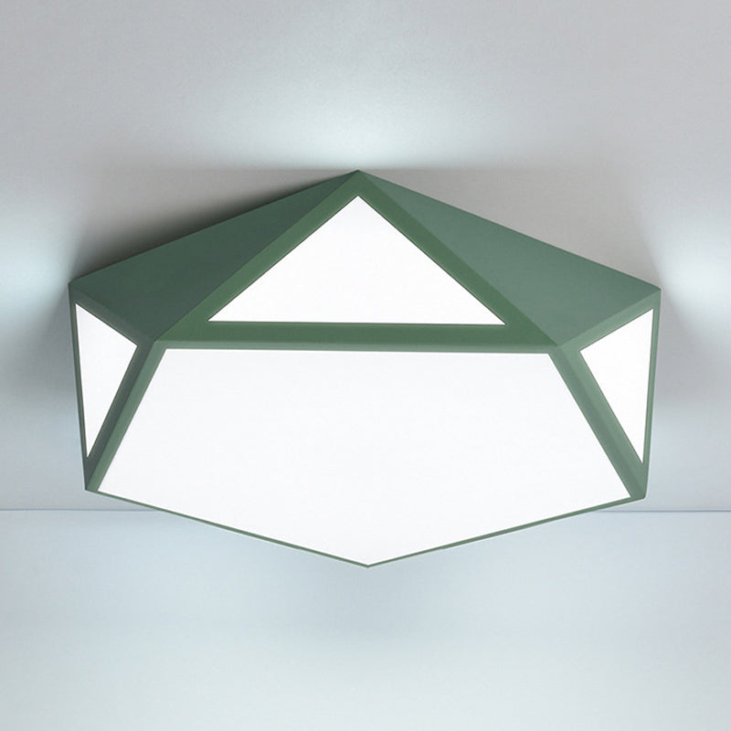 Nordic Candy Colored Ceiling Lamp Pentagon Acrylic & Metal LED Flushmount Light for Corridor Green White Clearhalo 'Ceiling Lights' 'Close To Ceiling Lights' 'Close to ceiling' 'Flush mount' Lighting' 242964
