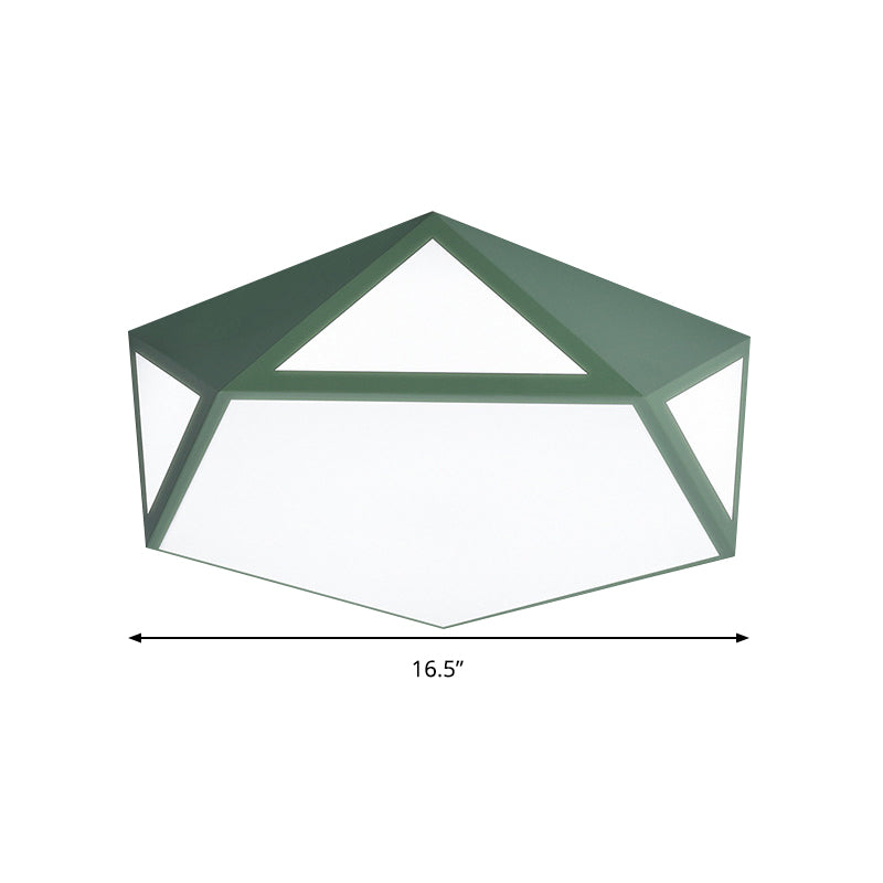 Nordic Candy Colored Ceiling Lamp Pentagon Acrylic & Metal LED Flushmount Light for Corridor Clearhalo 'Ceiling Lights' 'Close To Ceiling Lights' 'Close to ceiling' 'Flush mount' Lighting' 242966