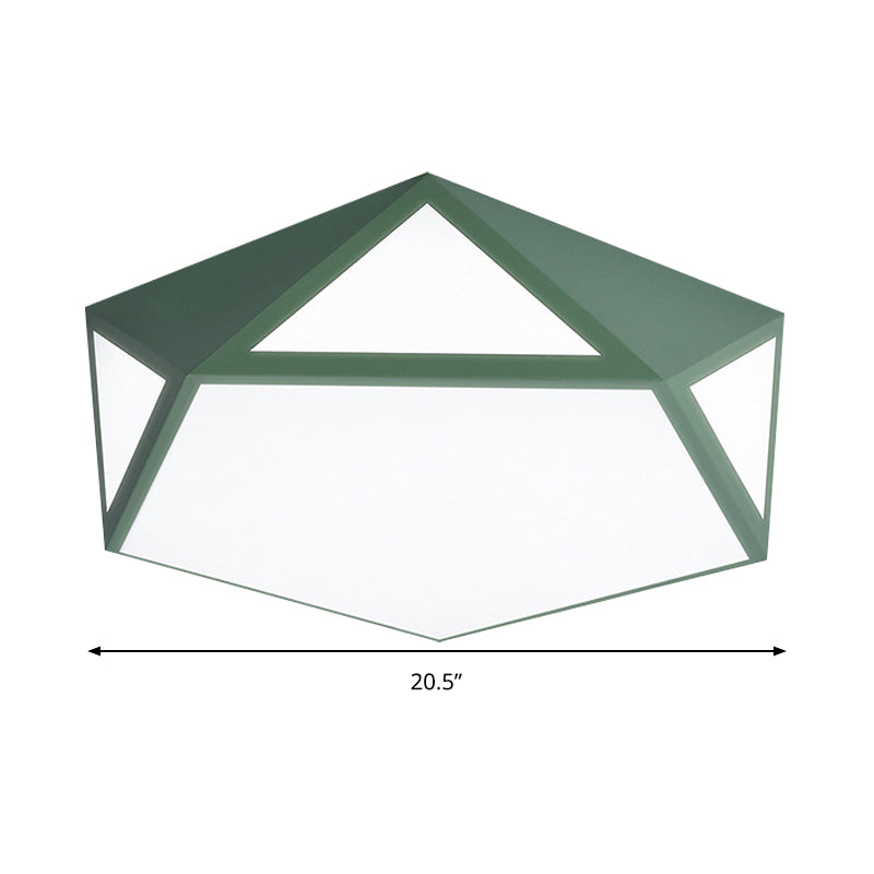 Nordic Candy Colored Ceiling Lamp Pentagon Acrylic & Metal LED Flushmount Light for Corridor Clearhalo 'Ceiling Lights' 'Close To Ceiling Lights' 'Close to ceiling' 'Flush mount' Lighting' 242967