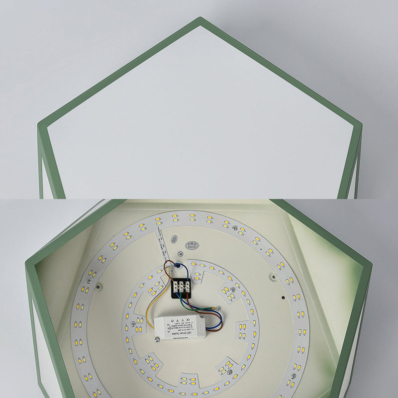 Nordic Candy Colored Ceiling Lamp Pentagon Acrylic & Metal LED Flushmount Light for Corridor Clearhalo 'Ceiling Lights' 'Close To Ceiling Lights' 'Close to ceiling' 'Flush mount' Lighting' 242968