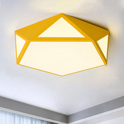 Nordic Candy Colored Ceiling Lamp Pentagon Acrylic & Metal LED Flushmount Light for Corridor Yellow Clearhalo 'Ceiling Lights' 'Close To Ceiling Lights' 'Close to ceiling' 'Flush mount' Lighting' 242969