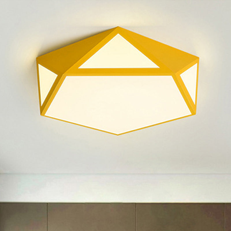 Nordic Candy Colored Ceiling Lamp Pentagon Acrylic & Metal LED Flushmount Light for Corridor Clearhalo 'Ceiling Lights' 'Close To Ceiling Lights' 'Close to ceiling' 'Flush mount' Lighting' 242970