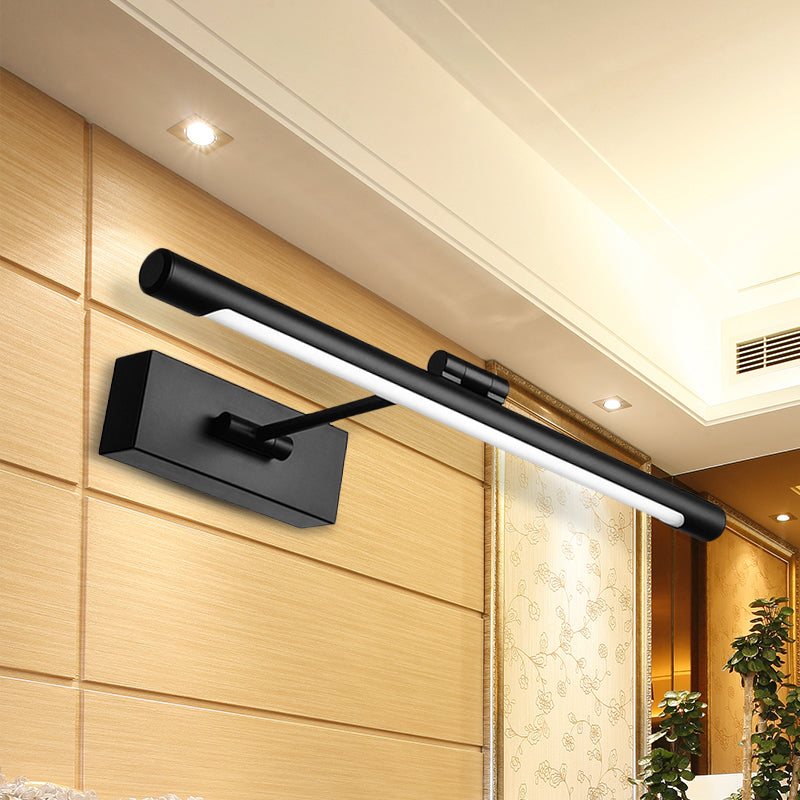 Black/White Tubed Vanity Wall Sconce Contemporary LED Acrylic Wall Lamp for Bathroom, 16.5"/18" Wide Clearhalo 'Cast Iron' 'Glass' 'Industrial' 'Modern wall lights' 'Modern' 'Tiffany' 'Traditional wall lights' 'Vanity Lights' 'Wall Lights' Lighting' 243095